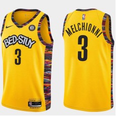 Brooklyn Nets #3 Bill Melchionni Jersey -Yellow 2019-2020 City BED-STUY