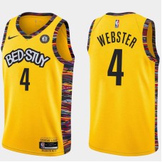 Brooklyn Nets #4 Elnardo Webster Jersey -Yellow 2019-2020 City BED-STUY