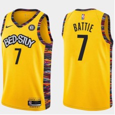 Brooklyn Nets #7 Tony Battie Jersey -Yellow 2019-2020 City BED-STUY