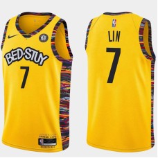 Brooklyn Nets #7 Jeremy Lin Jersey -Yellow 2019-2020 City BED-STUY