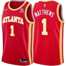 Atlanta Hawks #1 Wes Matthews Jersey -Torch Red