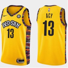 Brooklyn Nets #13 Quincy Acy Jersey -Yellow 2019-2020 City BED-STUY