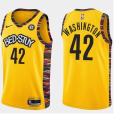 Brooklyn Nets #42 Wilson Washington Jersey -Yellow 2019-2020 City BED-STUY