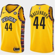 Brooklyn Nets #44 Tony Massenburg Jersey -Yellow 2019-2020 City BED-STUY